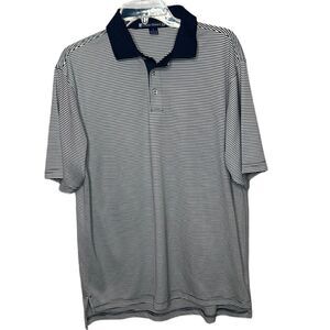 Chase Edward Golf Navy/White Stripe Performance Polo Shirt. Size Large.